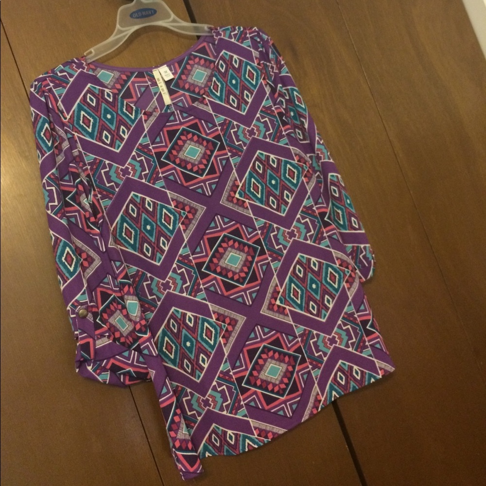 NWT Frencesca's Purple Aztec Blouse